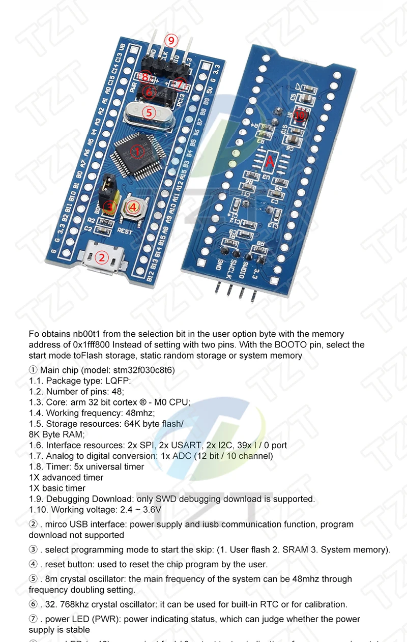 TZT STM32F103C8T6 CH32F103C8T6 ARM STM32 Minimum System Development Board STM32F401 STM32F411 + ST-LINK V2 Download Programmierer – Detail 17