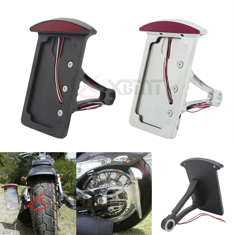 

Motorcycle Vertical Side Mount License Number Plate Holder Bracket Tail Light Axle for Harley Sportster Iron Chopper Custom