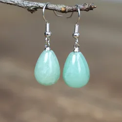 Natural Stone Earrings for Women Green Aventurine Water Drop Earring Elegant Dangle Earrings Fashion Jewelry Gifts