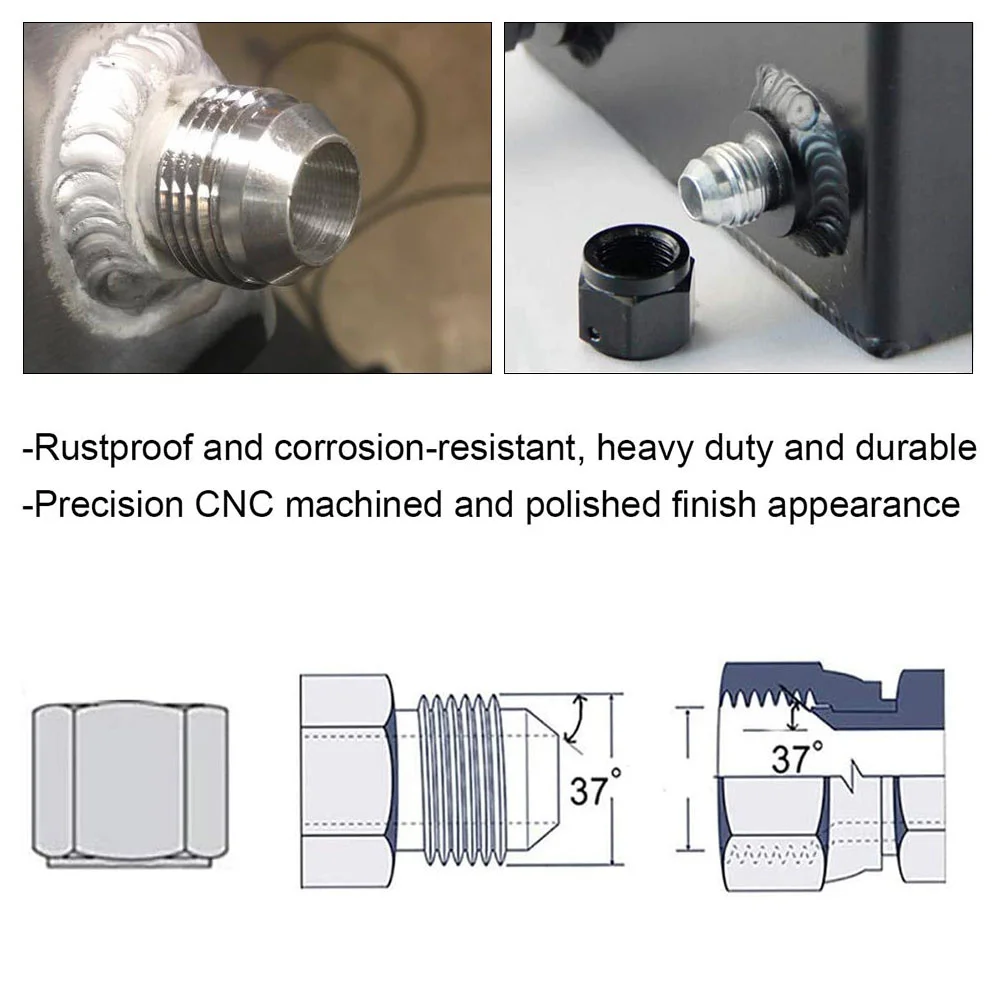 1PCS AN6 AN8 AN10 AN12 AN16 AN20 Male Billet Stainless Steel Straight Male Weld Fitting Adapter Weld Bung Nitrous Hose Fitting