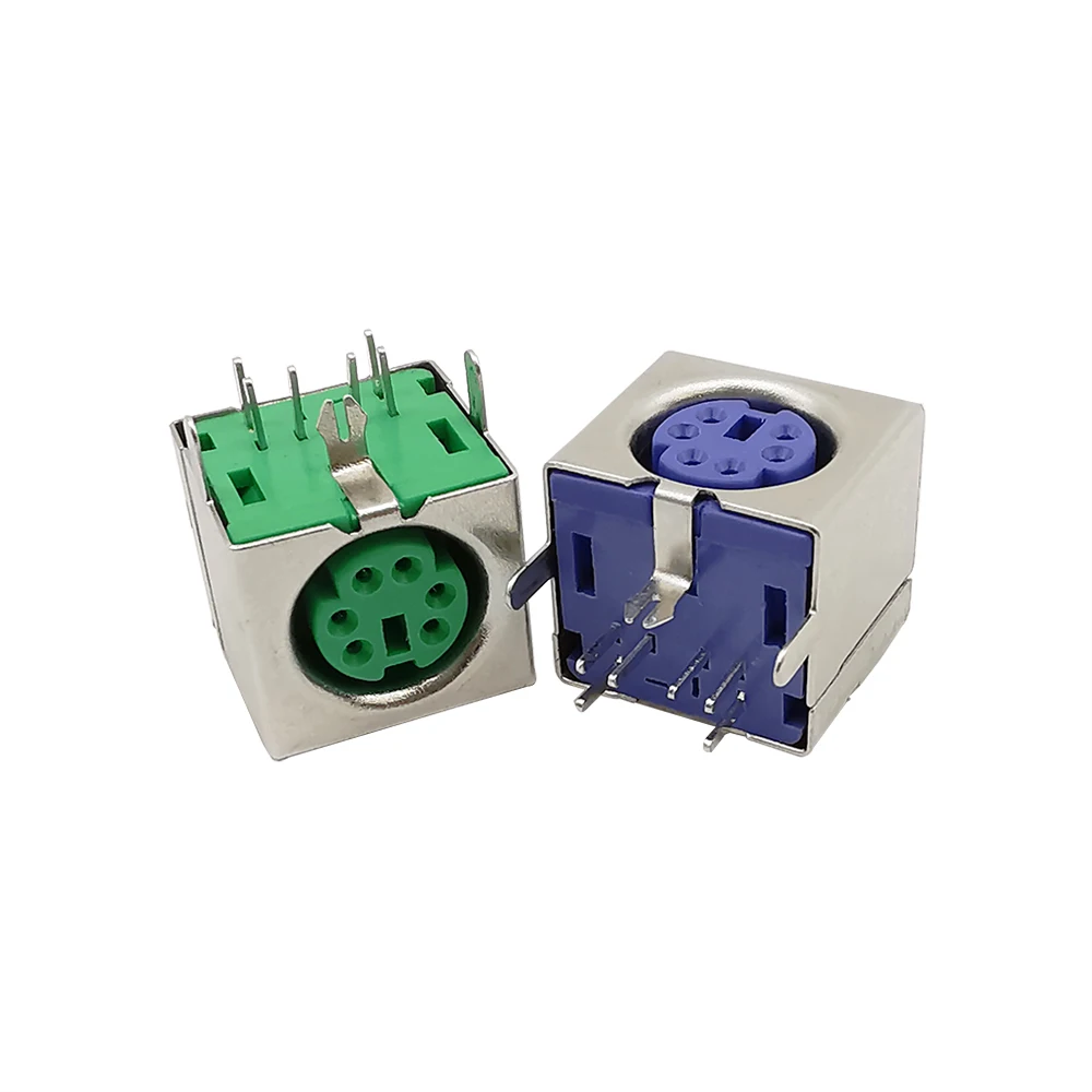 1/2/5Pcs PS2 Keyboard Socket 6 Pin Mini PS-2 Female Jack PCB Connector Keyboard Mouse Jack Socket Connector Green Purple