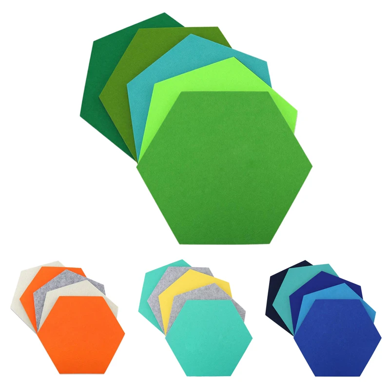 5Pcs/Set Hexagon Felt Board Hexagonal Felt Wall Sticker Multifunction 3D Decorative Home Message Board Self-Adhesive Kids Room B