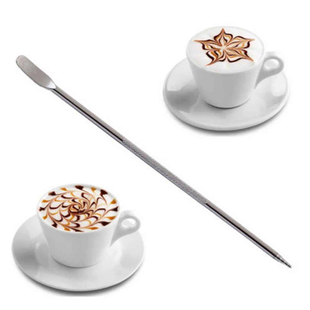 

2Pcs Stainless Steel Coffee Art Needles Pen Barista Tool for Cappuccino Latte Espresso Decorating Coffee Art Needles