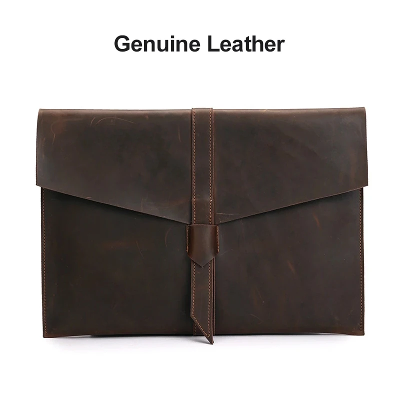 

Luxury Genuine Leather Laptop Bag for MacBook Air 13 Pro Retina 11 12 13 15 Bag Sleeve For Xiaomi Air HP Notebook Bag Case Cover