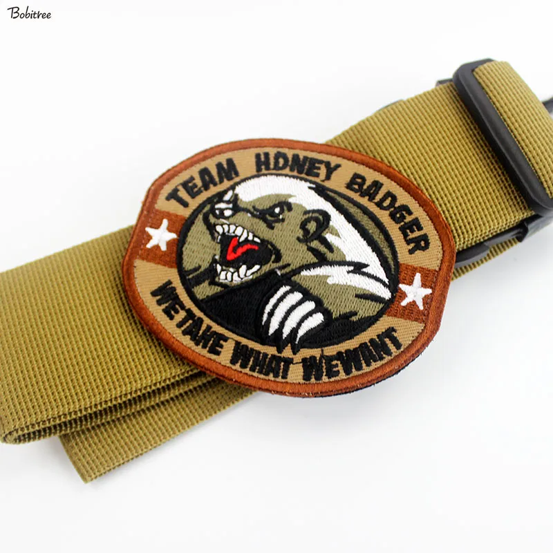 Brown Bear Team honor Patches 3D with Hook & Loop Badges logo Embroidered Stickers For Bags Clothing Decoration