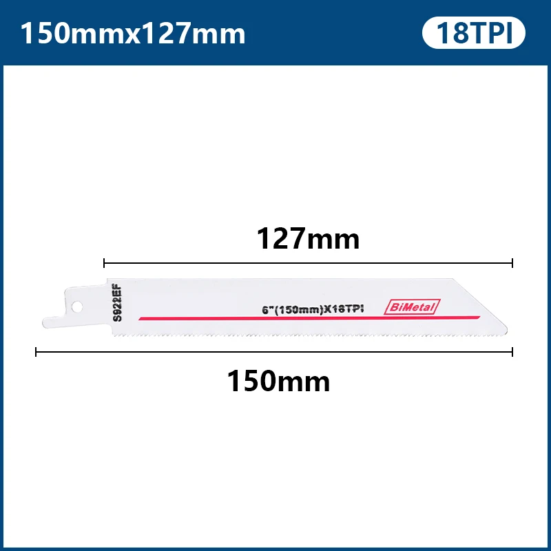 Saber Blades S922EF 18TPI BIM Jig Saw Blade (150mm) 6'' for Cutting Wood Plastic Pipe Metal Reciprocating Saw Blade