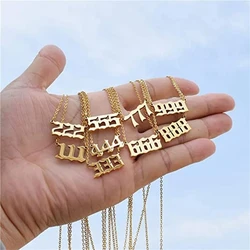 Stainless Steel Angel Number Necklace 111 222 333 444 555 666 777 888 999 For Women Men Lucky Number Chain Necklaces Jewelry