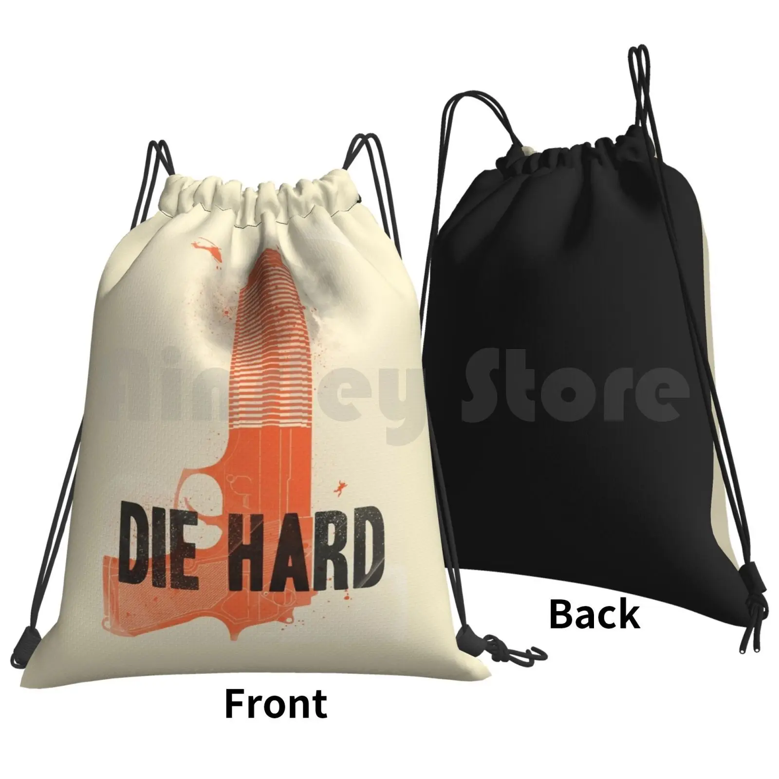 Die Hard Backpack Drawstring Bags Gym Bag Waterproof John Mcclain Die Hard Movie Gun Tower 80s Vintage Film