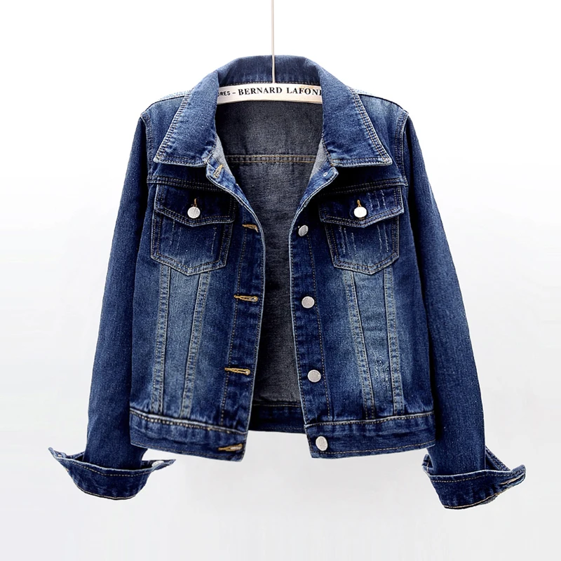 

Casual Slim Vintage Blue Denim Jacket Coat Women Student Outerwear Chaquetas Mujer Autumn Korean Short Jeans Jackets Female