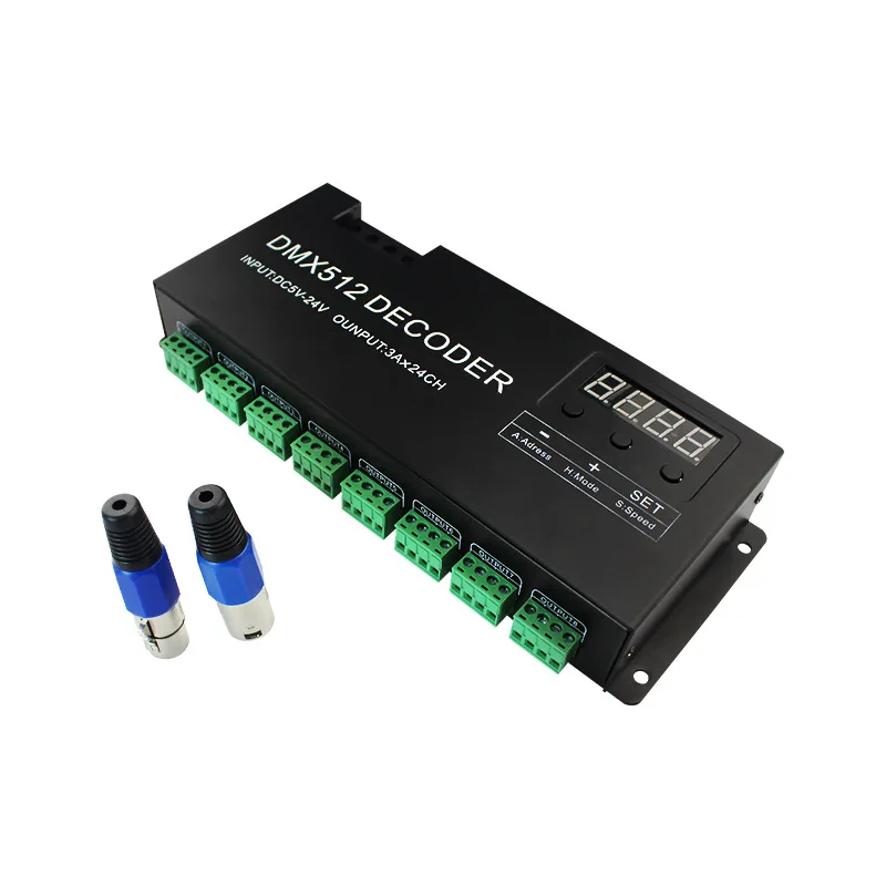 Imagem -03 - Decodificador de Luz Rgb Rgbw Dmx512 Faixa Led Controle Dmx 24 Canais 3a Dimmer Pwm Entrada de Driver 24 Canais Controle Decodificador de Luz