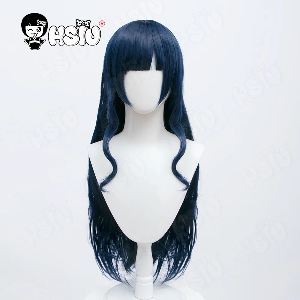 Gaia Cosplay Wig Game Final Fantasy XIV FF14 Cosplay HSIU ​Navy blue long Synthetic Hair+Free wig Cap Gaia wig