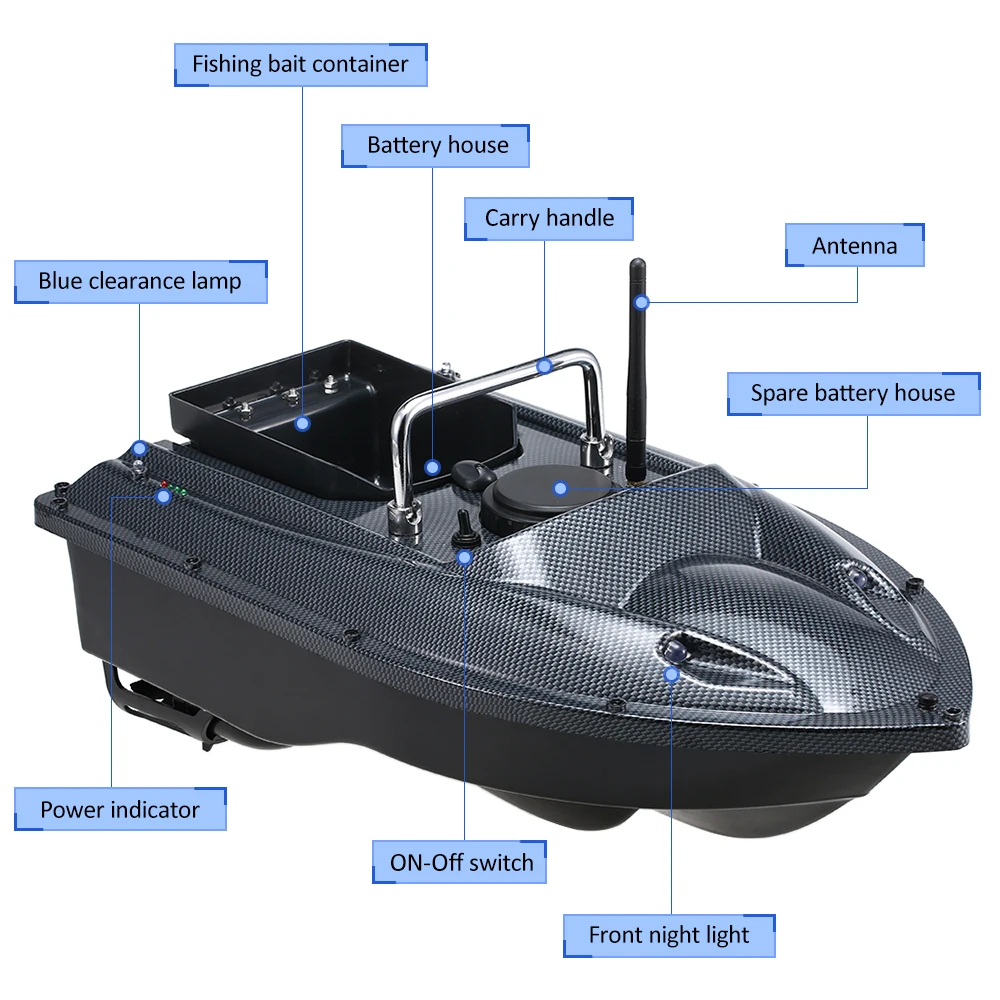 RC Bait Boat C118 Wireless Intelligent Remote Control Fishing Boat 500M Night Light Lure Fishing Ship One Key Fixed Speed Cruise