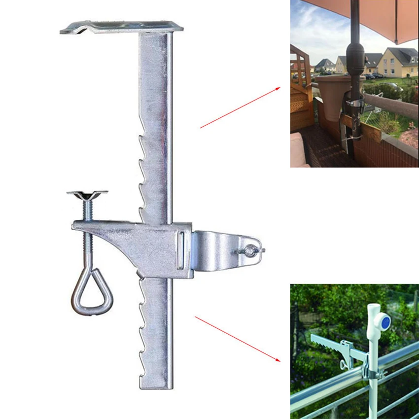 Patio Umbrella Clamp, Umbrella Stand Metal Clamp Mount, Sun Shade Support, Balcony Umbrella Holder Bracket Outdoor, for Deck