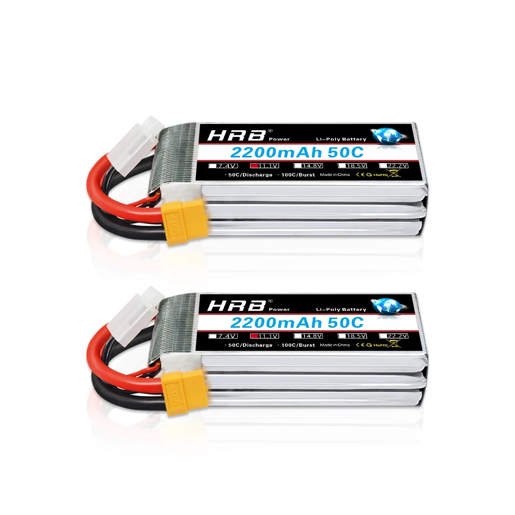 1/2PCS HRB 3S LiPo Battery 11.1V 2200mAh 50C for RC Car with Deans Plug XT60 Connector For RC Car Helicopter Drone Boat Airplane