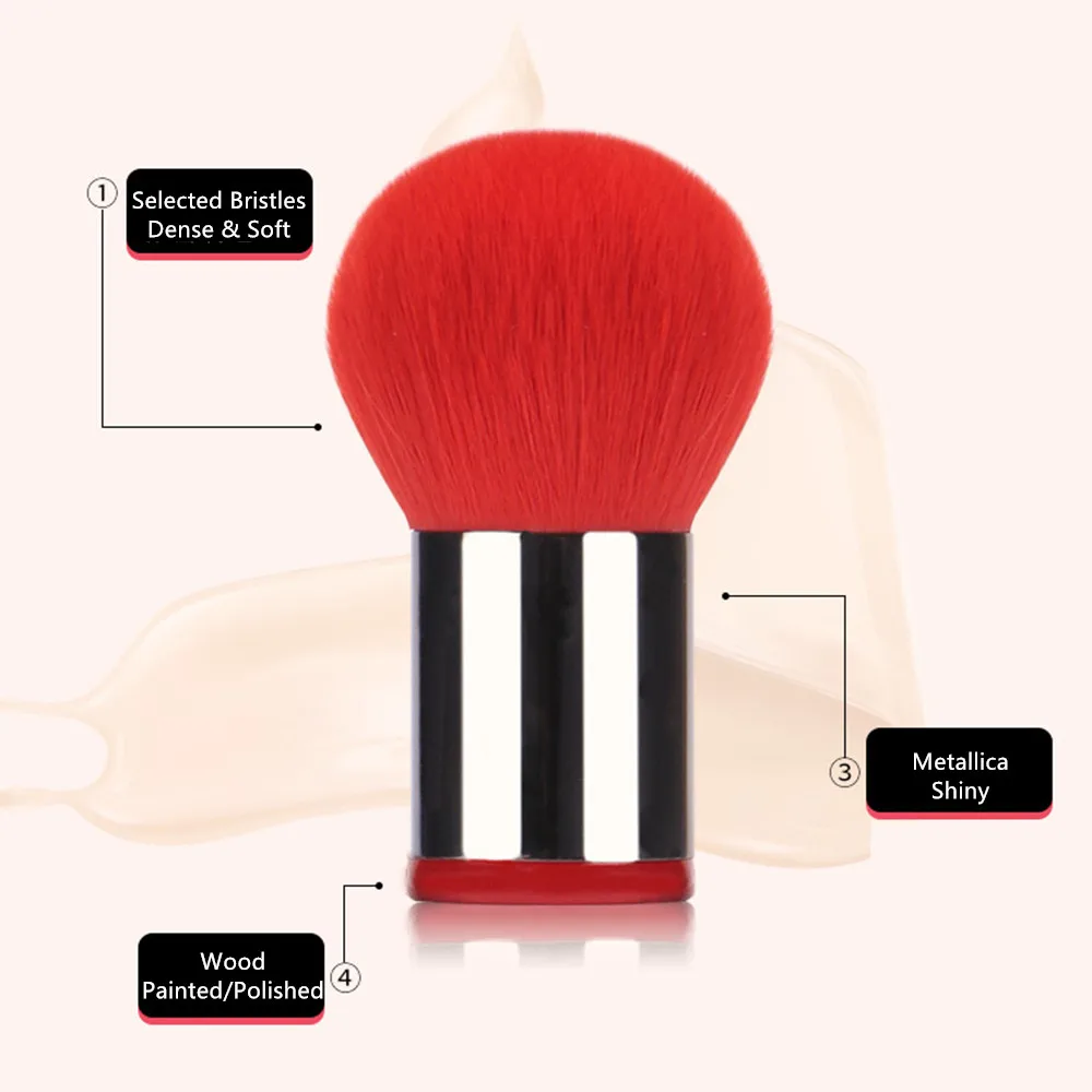 Limited RED Powder Kabuki Makeup Brush 124 - Portable Multi-purpose Face Foundation Powder Bronzer Blusher Cosmetics Brush