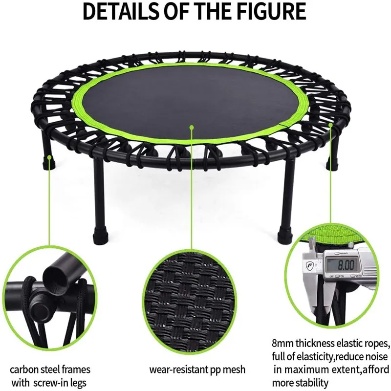 40 Inch Mini Fitness Trampoline For Adults 400bls Indoor Outdoor Silent Jumping Bed Elastic Trampolines Aerobic Exercise Workout