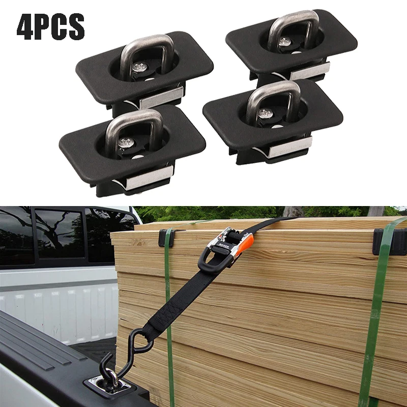 

4PCS Pickup Trunk Bed Anchor Tie Down Clip For Ford F150 1998-2014 Retractable Pickup Truck Hook Ring