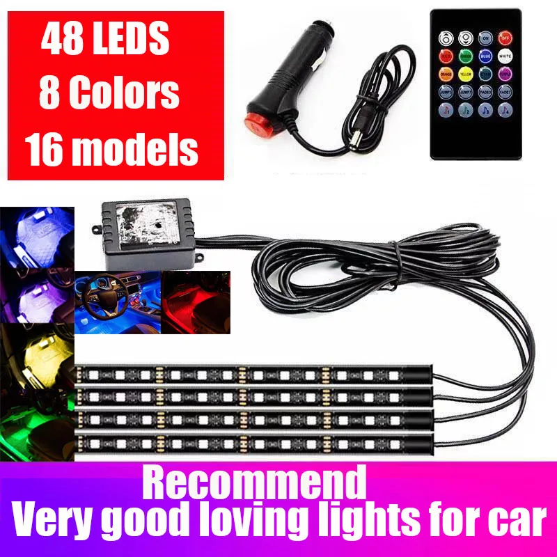 

Automotive Neon Accent Lights Car Decoration Light Interior Atmosphere Light RGB LED Strip Light Wireless Remote Music Control