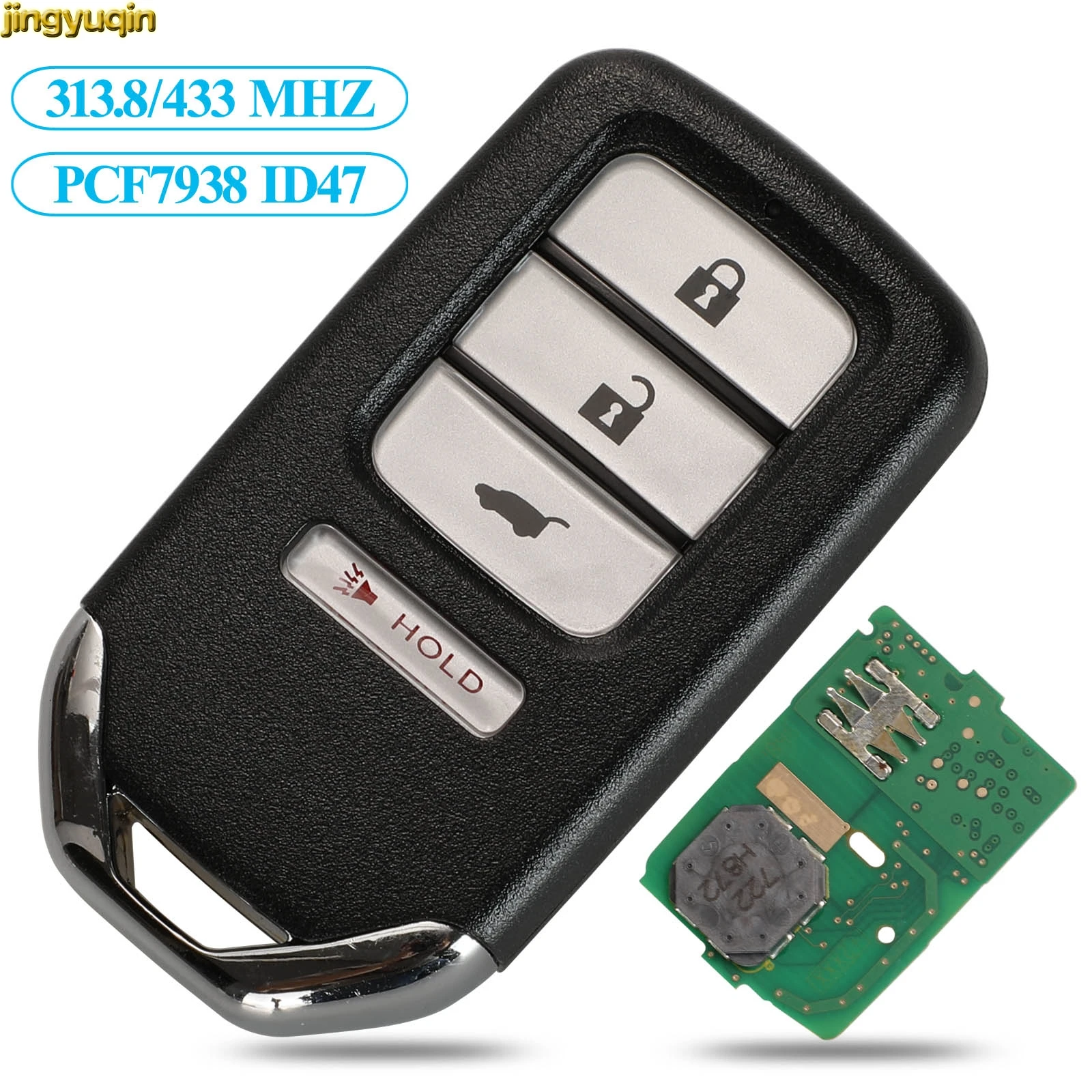 

Пульт дистанционного управления Jingyuqin Smart Car Key 313,8/433MHZ ID47 Chip для Honda HR-V FIT EX-L 2016-2018 CRV 2015-2016 SUV KR5V1X 4 кнопки