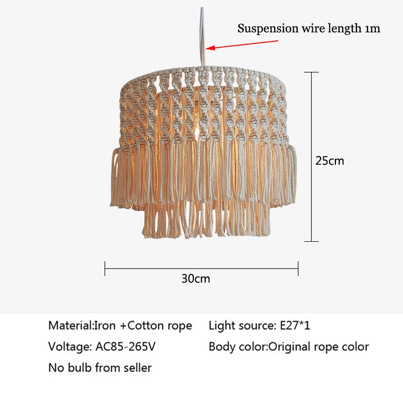 Imagem -02 - Bohemia Lustre Moderno Corda de Algodão Sala Jantar Mesa Luz Varanda Sala Estar Luminária Criativa Lâmpada Pendurada