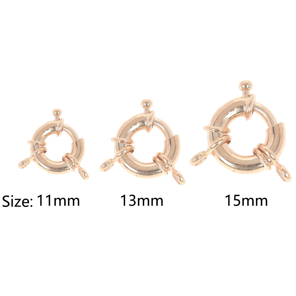 5 pièces 11mm 13mm 15mm or Rose argent couleur rond métal fermoir à ressort crochets DIY accessoires pour la fabrication de bijoux collier Bracelet