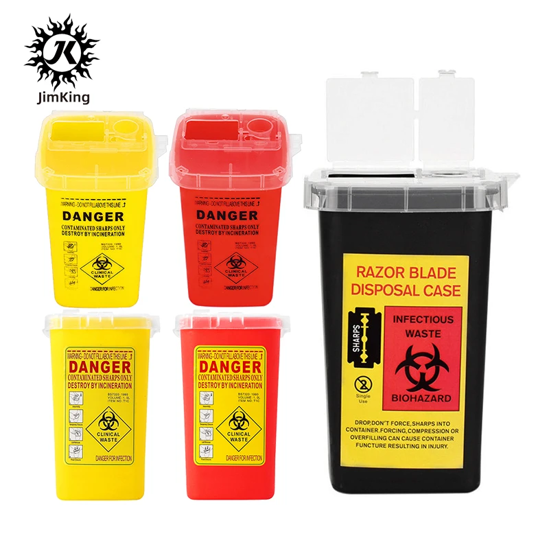 JimKing Disposable Plastic Tattoo Blade Tips Piercing Needles Medical Supplies Container Waste Box Buckets Collection Barrels