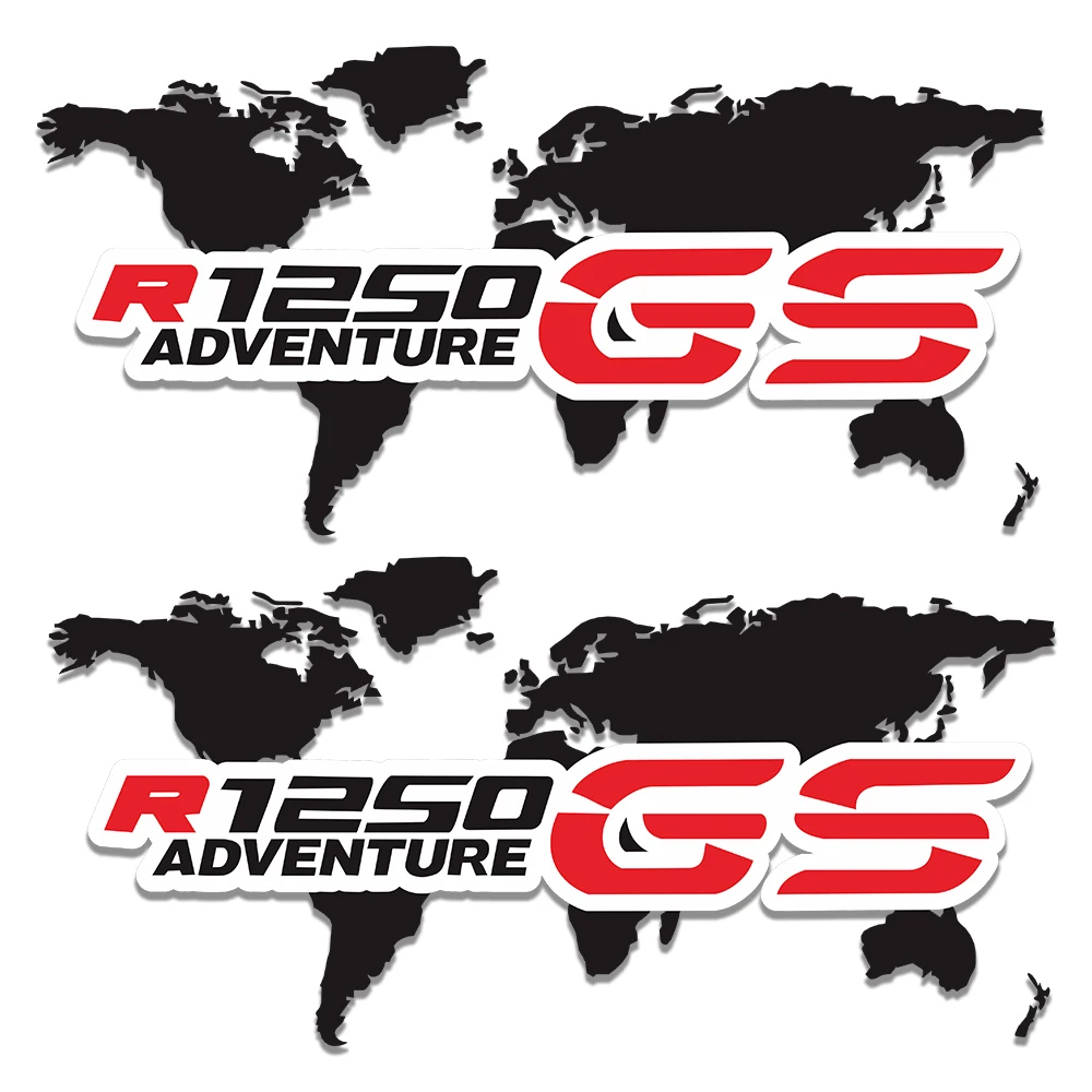 For BMW R1250GS r 1250 gs Stickers Motorcycle Tail Top Side Box Cases Panniers Luggage Aluminium Adventure world map decals
