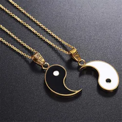 2 Pcs/Set Tai Chi Necklace Alloy Yin Yang Pendant Necklace Birthday Jewelry Gifts For Couple Or Best Friends