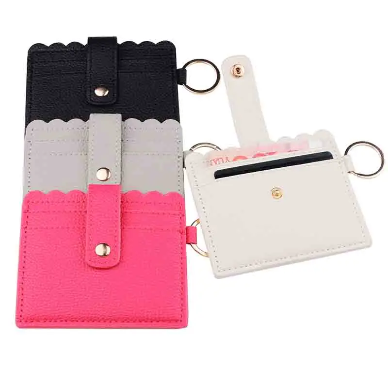 New Arrival High Quanlity Simple PU Leather Casual Card Holders Women PU Zipper Change Purse Girls Mini Key Card Bag Gift