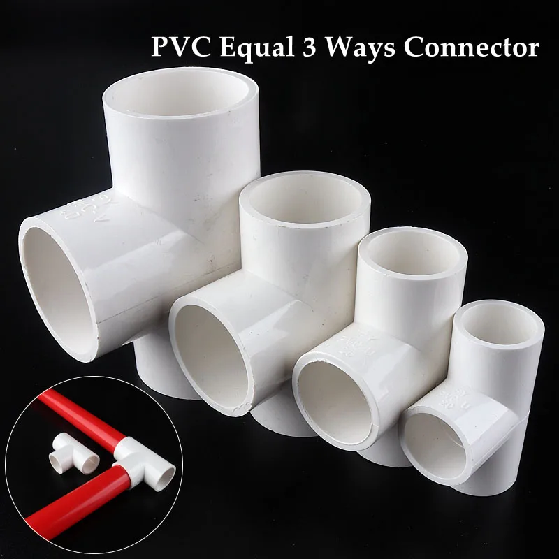 5~30pcs Inner Dia 20~50mm PVC Pipe Equal Tee 3 Ways Connector Fittings Irrigation System Water Supply White Hard Tube Connectors