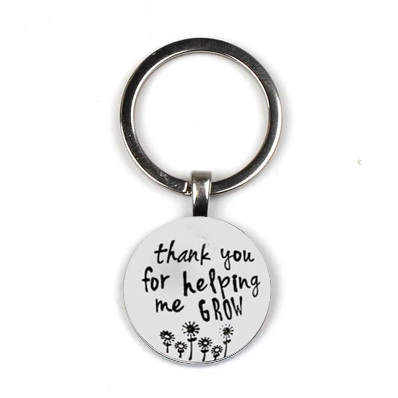 Fashion Key Chain Thank You For Helping Me Grow Parents And Teachers Holiday Gift Alloy 25mm Keychain