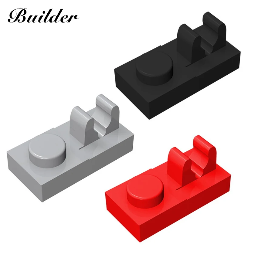 Little Builder Bouwstenen Accessoires 1X2 Lage Baksteen Connector Met Klem Baksteen 10Pcs Moc Educatief Speelgoed Voor kinderen 92280