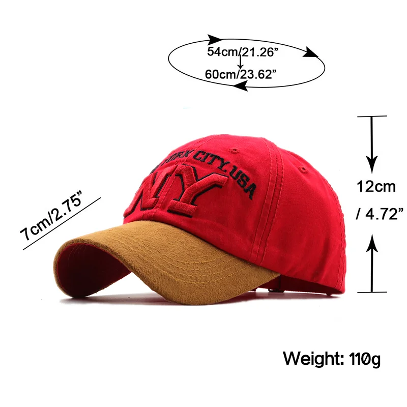 New cotton fishing unisex baseball cap snapback hat for men women sun hat bone gorras ny embroidery spring cap wholesale