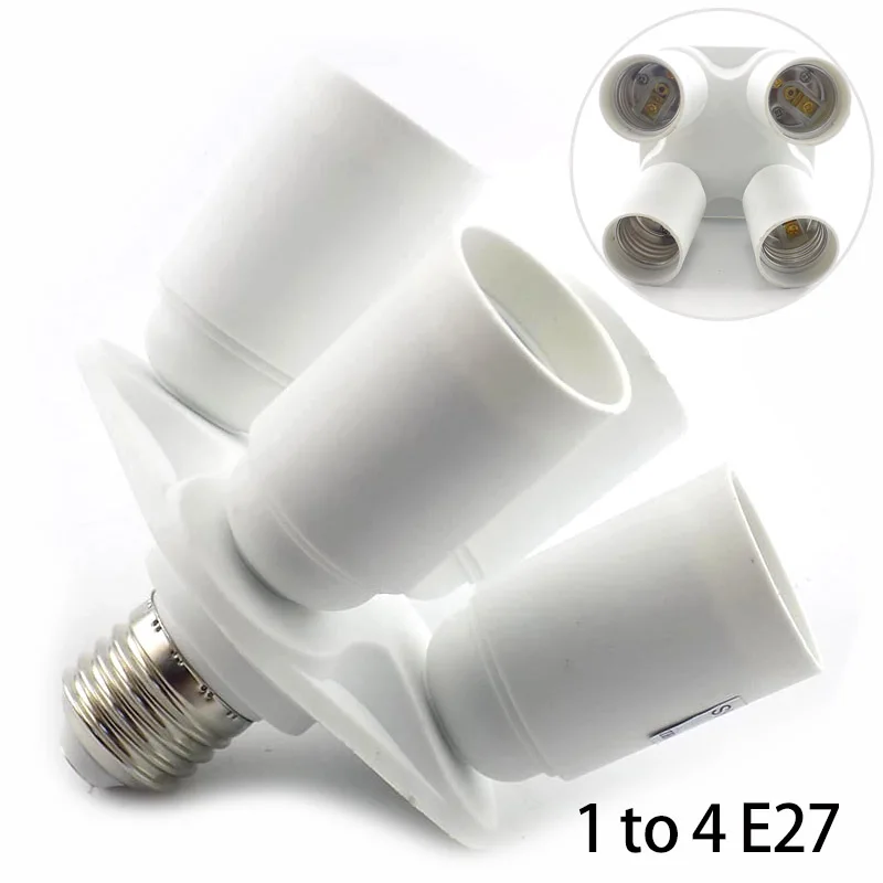 

1 E27 to 4 E27 Lamp Bases Socket Splitter Bulb Holder LED 100-240V Converter Lamp Adapter Light 4 in 1 Heads Bulb Adapter
