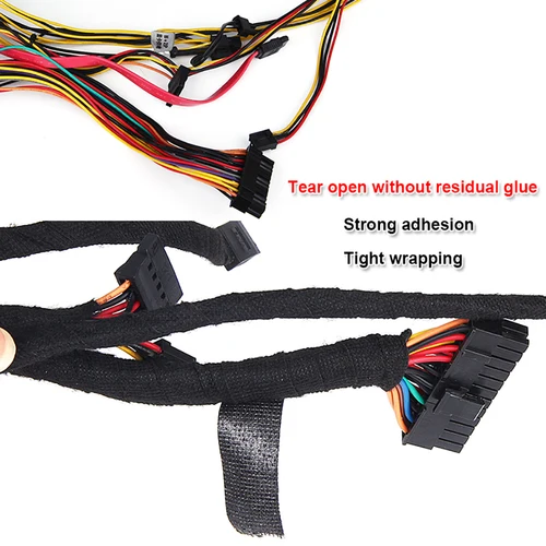 Imagen 2 del producto 1-4 Uds 15/25M arnés de cables de alta temperatura cinta de envoltura autoadhesiva arnés de cableado automotriz cinta de tela para amortiguación de ruido de coche