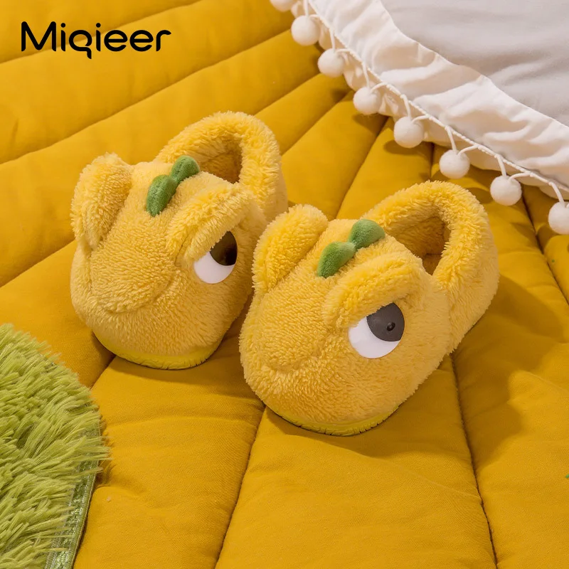 Winter Children Home Soft Slipper For Girls Boys Warm Cotton Dinosaur Flip Flop Non Slip Kids Floor Shoes Baby Slipper Pantuflas