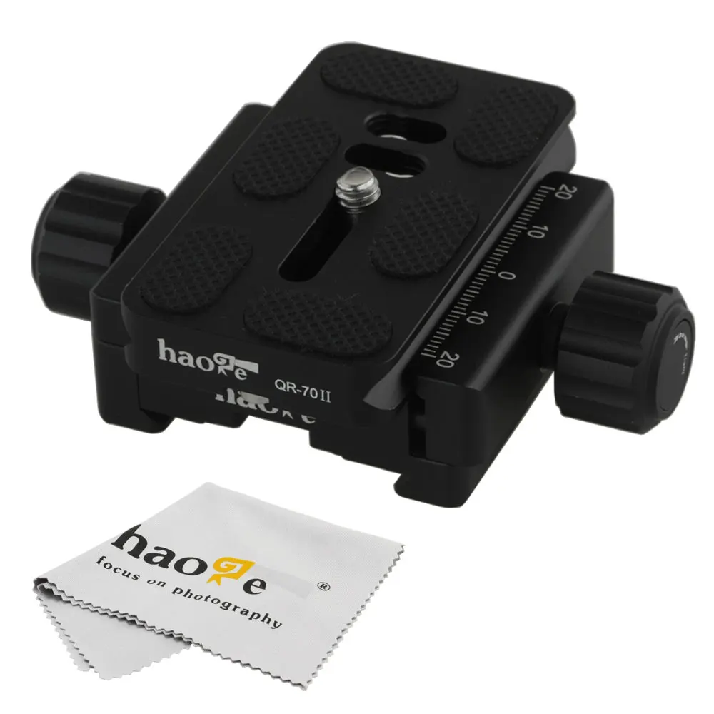 

Haoge CP-50BII 50mm Subtend Double Dual Quick Release Clamp with 70mm Plate for Arca Swiss RRS Benro Rail Plate Nodal Slide