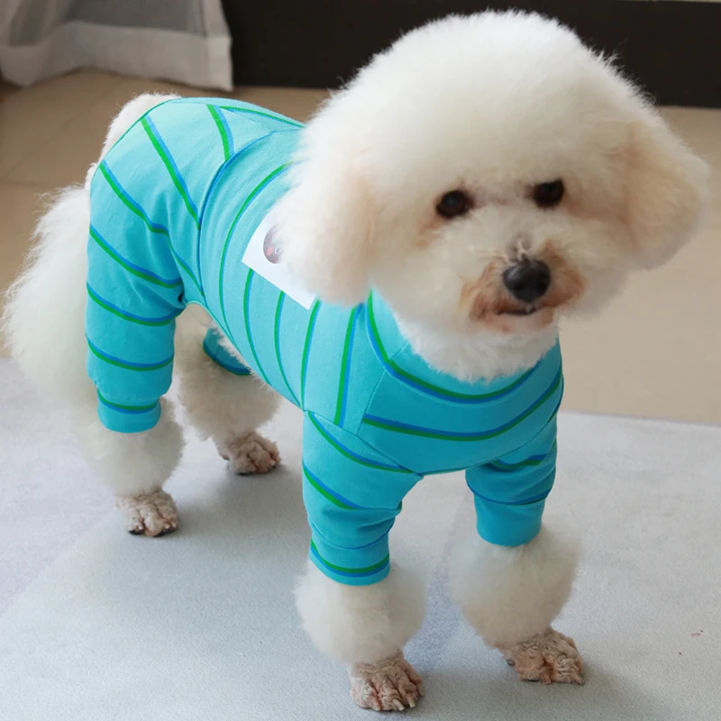 Pet Dog Jumpsuit Thin 100%Cotton Bottoming Shirt Puppy Clothes Printed Overalls Stretchy Pajamas For Small Dogs Chihuahua Poodle