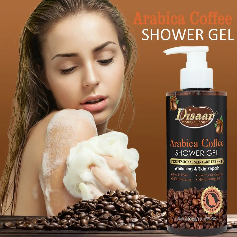 Natural Coffee Shower Gel, Anti-Envelhecimento, Rugas, Limpeza Profunda, Hidratante, Hidratante, Refrescar, Ativar, Refirmar, Cuidados com a Pele Suave, 300ml