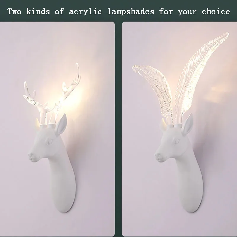 Nordic New Creative Unique Deer Head Design LED Wall Lamp Interior Decoration Lighting Hotel Staircase Corridor Background Wall