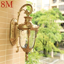 Lámpara de pared para exteriores, candelabros LED impermeables, iluminación de bronce Retro clásica, decorativa para pasillo del hogar, 8M