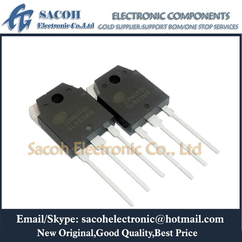 

Refurbished Original 10Pcs/Lot SGT20N60FD1PN 20N60FD1 TO-3P 40A 600V Power MOSFET Field-effect Transistor