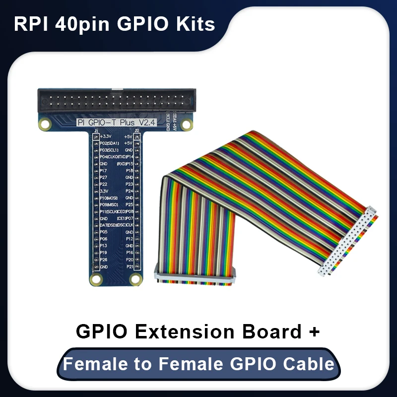 Płytka rozszerzeń GPIO Raspberry Pi 5 4 3 typu T + kabel adapter GPIO 40-pinowy 20 cm żeńsko-żeński do Orange Pi i Arduino