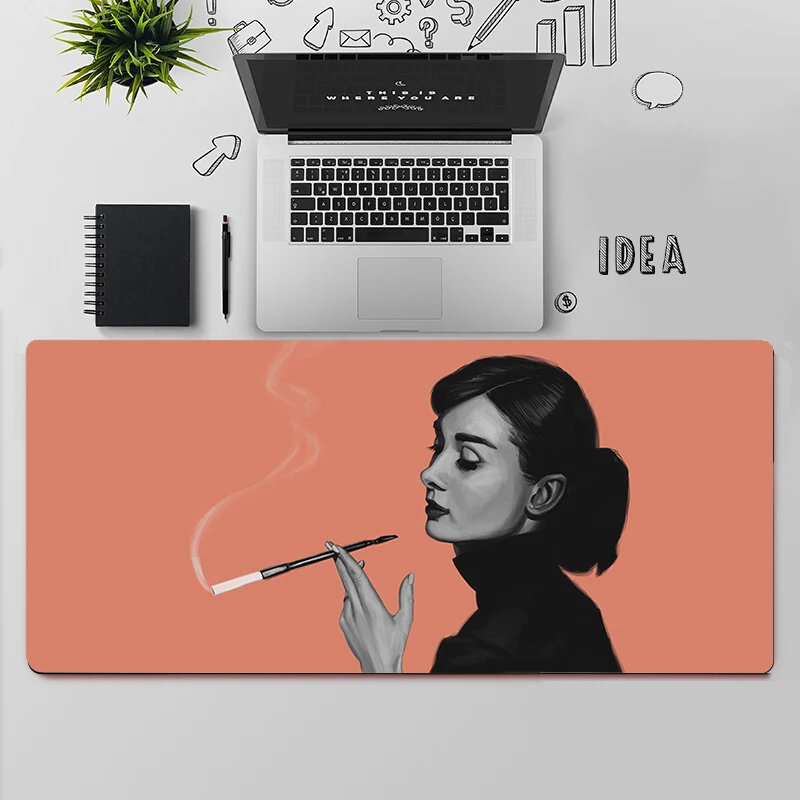 Audrey hepburn gaming mouse pad grande mouse pad pc gamer computador mouse tapete grande mousepad xxl tapete teclado tapete de mesa mause