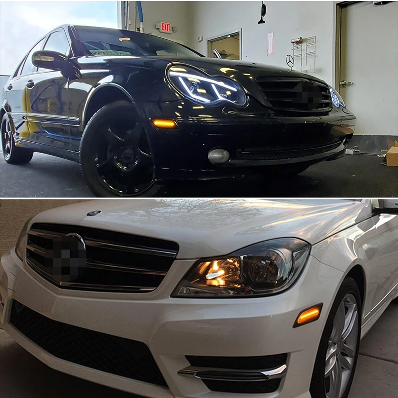 سيارة LED الجانب الأمامي ماركر أضواء وقوف السيارات بدوره أضواء الإشارة لمرسيدس بنز W204 LCI C250 C300 C350 C63 AMG 2012 2013 2014 12 فولت #6