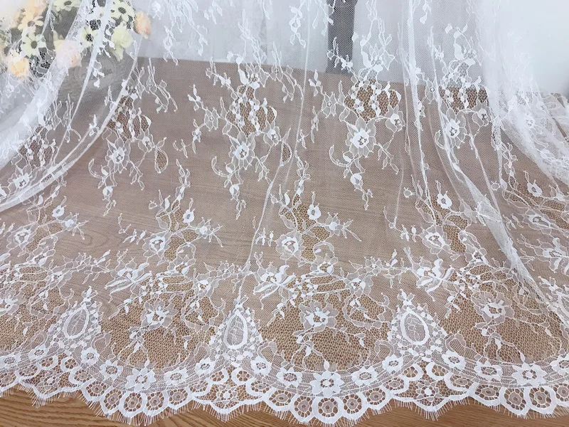 LASUI C0329 NEW 150 cm*3 meters=1 piece DIY Weedding dress ,veil decoration Sewing Luxury white,black eyelashes lace fabric