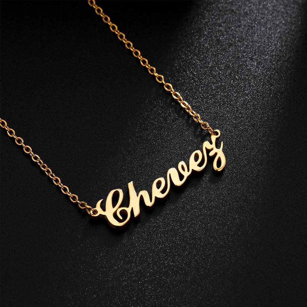 Lemegeton Custom Name Necklace Personalised Arabic Heart Infinity Pendant Stainless Steel Customized Name Plate Necklace Jewelry