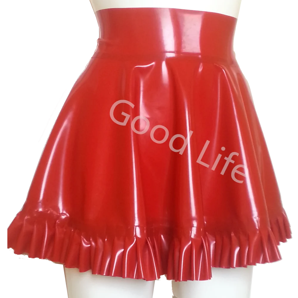 

Handmade Natural Latex rubber Woman Wave SKIRT with frills fetish transparent Lady‘s Dress Sexy Skirt