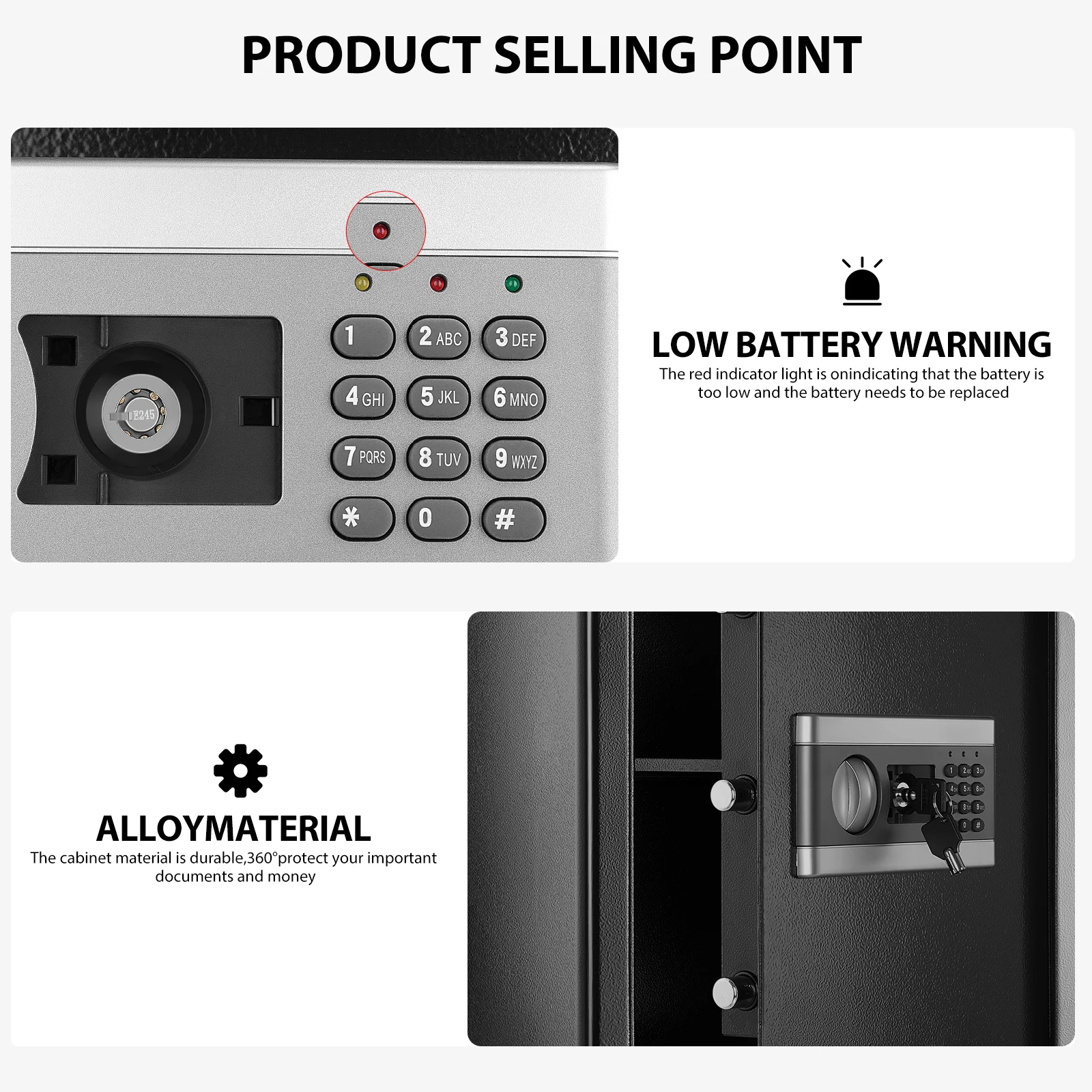 US Stock 1.7 cubic feet Se-50-EF Electronic Digital Safe Lock Box Waterproof Fireproof 20mm thickness with Alarm system