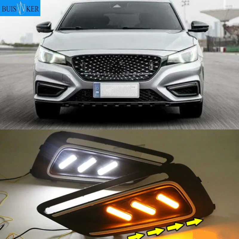 

1 Pair Car LED Daytime Running Lights White Yellow Blue Running Turn signal DRL for MG6 MG 6 2017 2018 2019 2020 Fog Lamp Covers